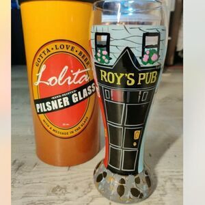 Lolita The Pilsner Collection "Pub Crawler" Beer Glass Hand Painted Barware